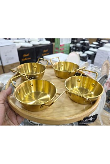 LOVYCO 1 Adet Lüx Metal 10 Cm Çapında Çelik Sahan Görünümlü Tabak 10 Cm