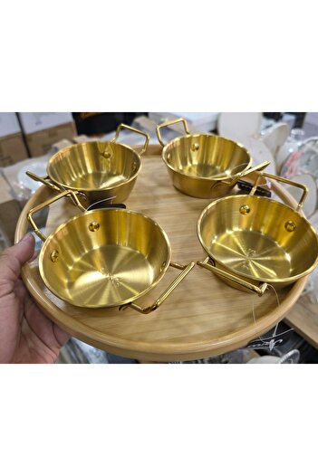 LOVYCO 1 Adet Lüx Metal 10 Cm Çapında Çelik Sahan Görünümlü Tabak 10 Cm