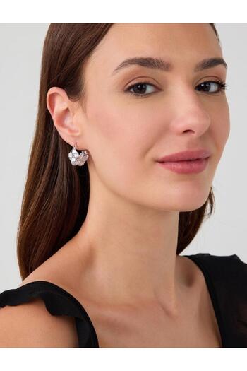 Jimmy Key Silver Color Stone Detailed Sparkle Earrings