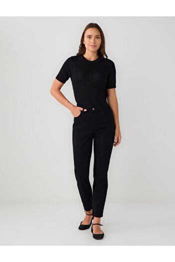 Jimmy Key Black High Waist Regular Leg Woven Trousers