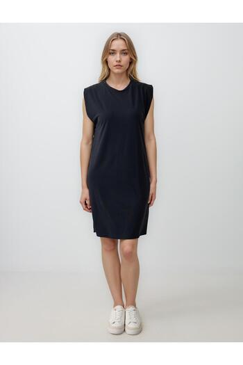Jimmy Key Anthracite Round Neck Sleeveless Midi Knitted Dress