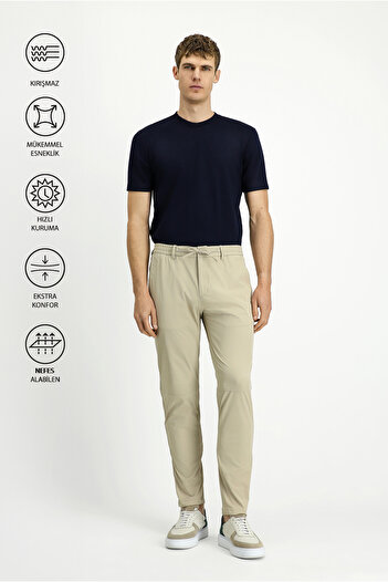 Kiğılı Techno-Line Super Slim Fit Extra Slim Fit Lycra Elastic Waist Drawstring Classic Fabric Pants