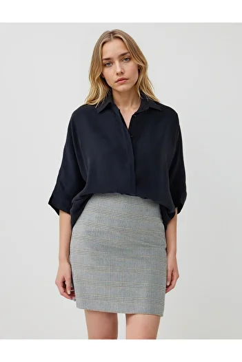 Jimmy Key Gray Slim Fit Regular Waist Plaid Patterned Mini Skirt
