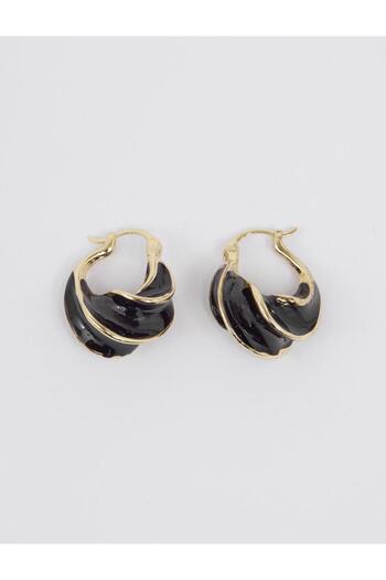 Jimmy Key Black Spiral Patterned Elegant Earrings
