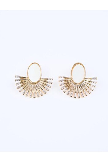 Jimmy Key Gold Color Enamel Detailed Sun Figured Earrings