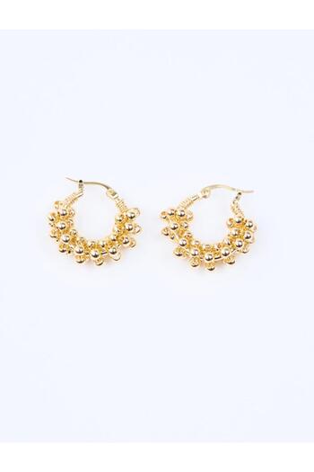 Jimmy Key Gold Color Ball Figured Hoop Earrings