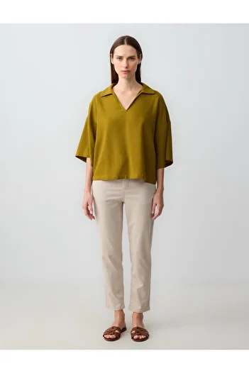 Jimmy Key Stone High Waist Regular Leg Woven Trousers with Pockets