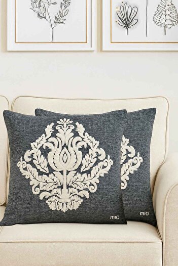 Decomia Home Double Premium Upholstery Fabric Gray Tufting Punch Throw Pillow Cover Pillow Case with Back Pocket (45X45 cm)