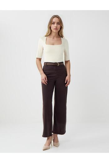 Jimmy Key Stone Slim Fit Square Neck Elbow Sleeve Knitted Blouse
