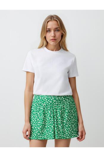 Jimmy Key Green Normal Waist Floral Patterned Knitted Mini Skirt