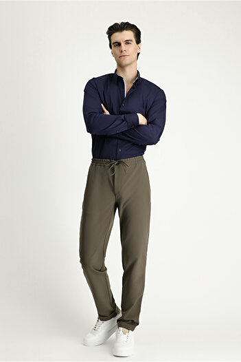 Kiğılı Techno-Line Slim Fit Slim Fit Elastic Waist String Lycra Classic Fabric Trousers