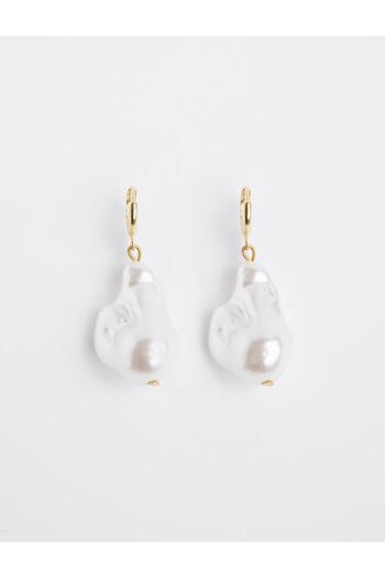 Jimmy Key White Pearl Look Dangle Earrings
