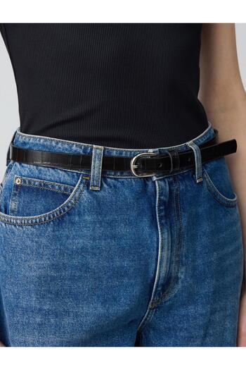 Jimmy Key Black Stripe Patterned Leather Look Belt