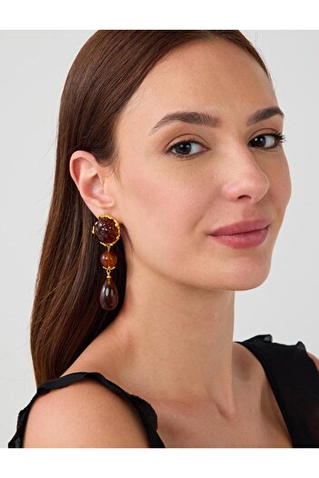 Jimmy Key Red Ethnic Figured Dangle Earrings