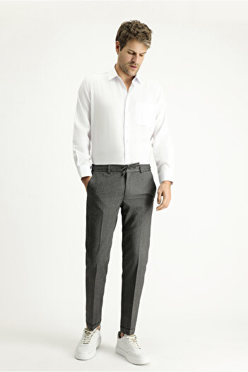 Kiğılı Lycra Slim Fit Classic Fabric Trousers - Drawstring and Elastic Waist