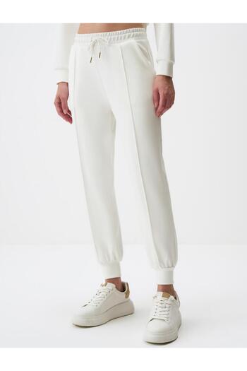 Jimmy Key Λευκό παντελόνι Jogger με λεπτή ψηλόμεση τσέπη