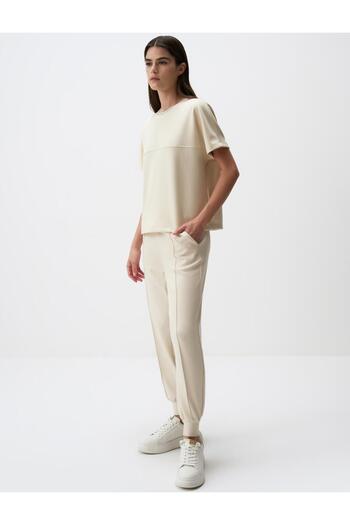 Jimmy Key Beige High Waist Slim Leg Pocket Jogger Trousers