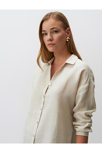 Jimmy Key Stone 100% Linen Long Sleeve Basic Shirt
