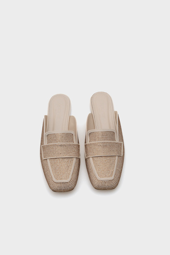 Capone Outfitters Γυναικείες Loafer Παντόφλες Satin Stone