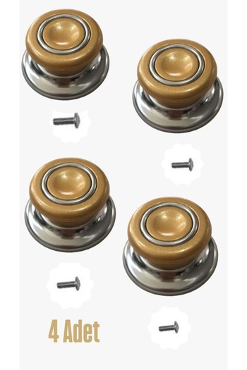 Doğuş Mutfak 4Pcs Gold Suitable for All Pot Pan Lids Bagelite Top Glass Pot Lid Handle