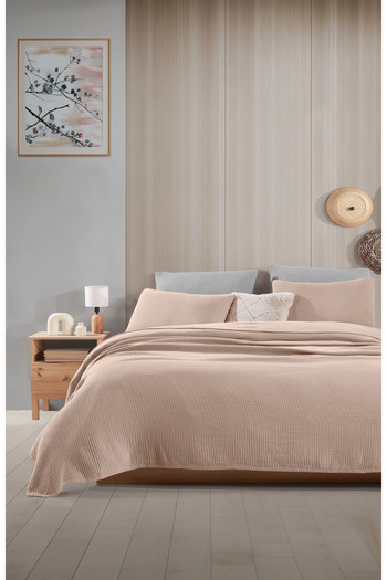 destinyhometex Mink Double 240x250cm Bedspread/2 Pieces 50x70cm Pillow 4 Layers Multi Muslin 100% Cotton