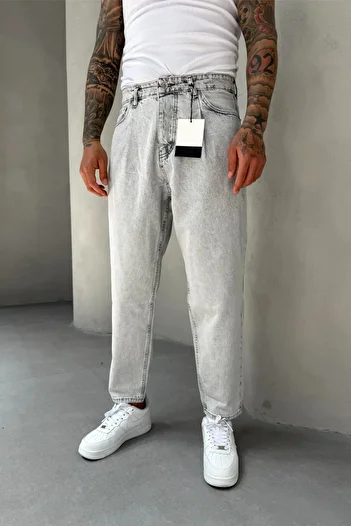 MADZEYMODA Ballon Fit Men's Boyfriend Fit Gray Jean Jeans Ke-806