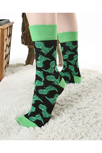 Socks Tunnel Colorful Green Socks with Dinosaur Pattern