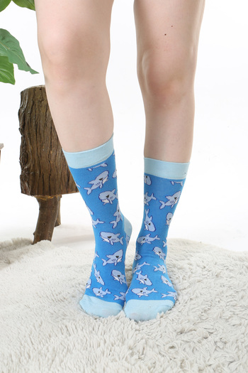 Socks Tunnel Colorful Blue Socks with Shark Pattern