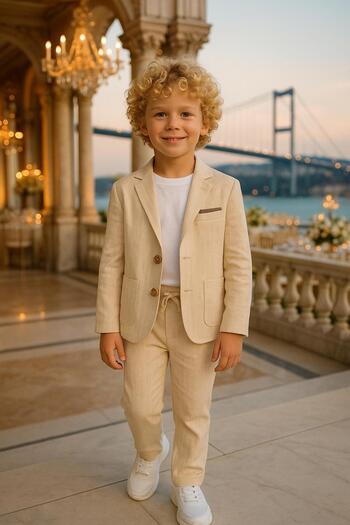 Çelix Kids Linen/Cotton with Jacket Sports 3-Piece Suit/Suit/Groom Suit/Special Occasion Suit/Wedding/Birthday/Premium
