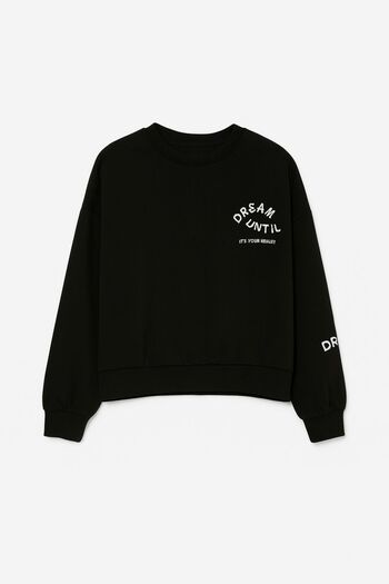 moda paketi Oversize Style 2 Yarn Sweatshirt with Text Detail