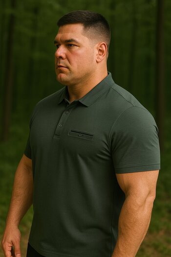 Maccali Ανδρικό μπλουζάκι Basic Khaki Polo με τσέπες σε μεγάλο μέγεθος
