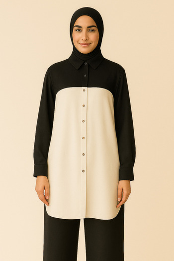 TCN Double Colored Buttoned Linen Shirt