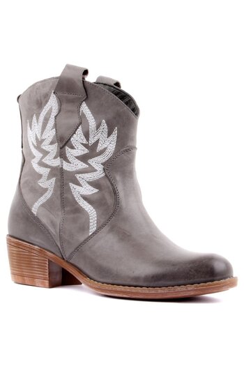 SailLakers Sail Lakers - Gray Leather Embroidered Women's Boots