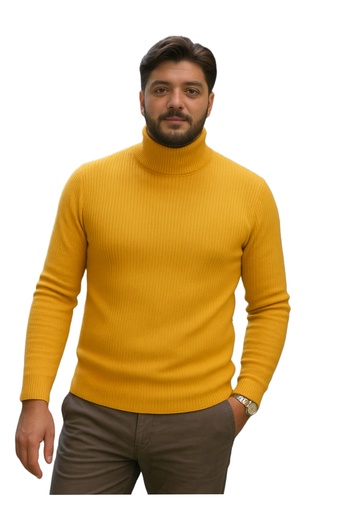 EMKA GİYİM Men's Yellow Full Turtleneck Turtleneck Sweater