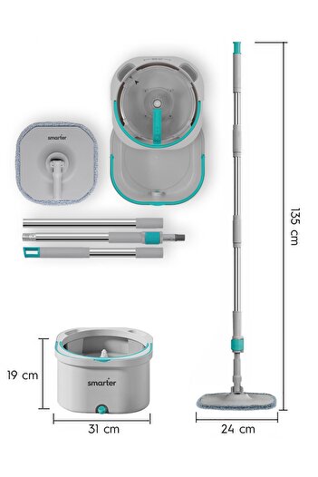 SMARTER Aqua Max and Triangle Apparatus Clean & Dirty Water Separation Cleaning Set Mop Mop Glass Wiper