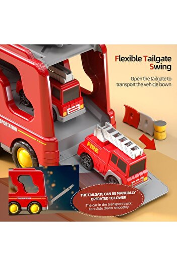 fulina 5 in 1 Fire Truck Cars,with Light Sound,Early Education Function,Birthday Gifts for 3+ Year Old