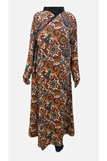 AYSUN TEKSTİL Cotton Fabric Wide Cut New Pattern Prayer Dress & Prayer Rug & Dressing Gown (with Gift)