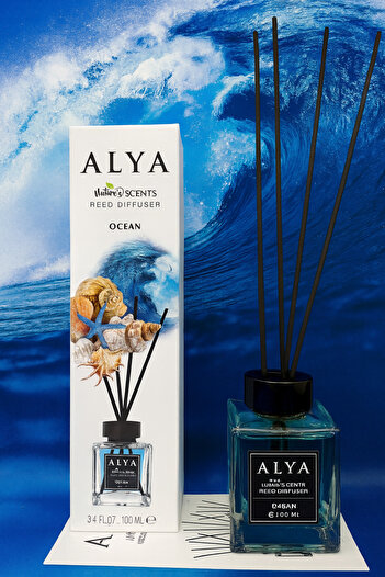 ALYA Odorizant de Cameră OCEAN – | Reed Diffuser cu Bețișoare din Ratan – 100 ml