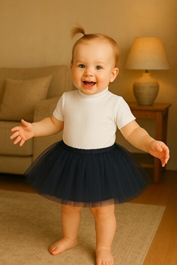 MadyaButik Navy Blue Baby Girl Princess Birthday Tutu Skirt