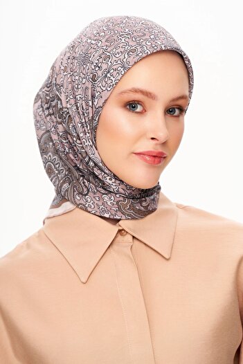 MOISCARF Eternite Baroque Superior Soft Ethnic Patterned Square Scarf Brown