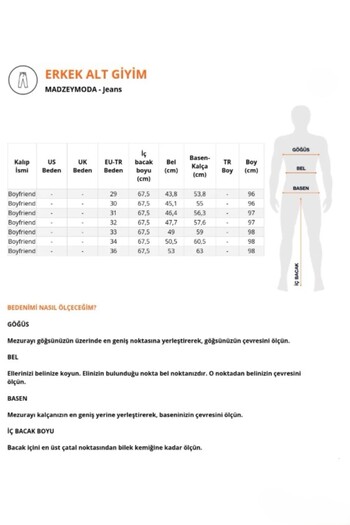 MADZEYMODA Boyfriend Erkek Yırtık Detaylı Mavi Jean Kot Pantolon