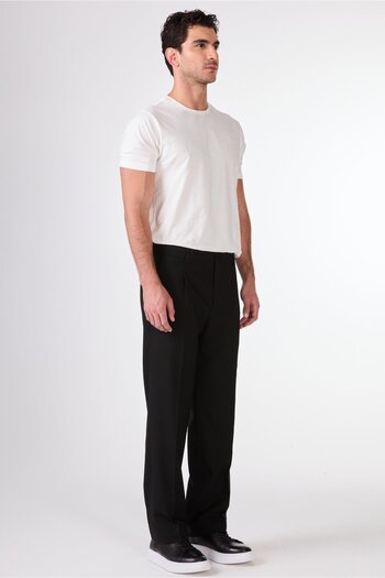 Dufy Black Men's Regular Fit Straight Classic Trousers