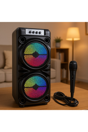 SPEEDSTORE Portable Bluetooth speaker 2x10W PMPO, LED, karaoke microphone