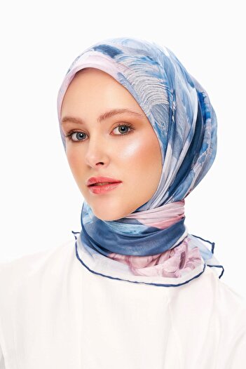 MOISCARF Fleur De Ciel Square Scarf Baby Blue