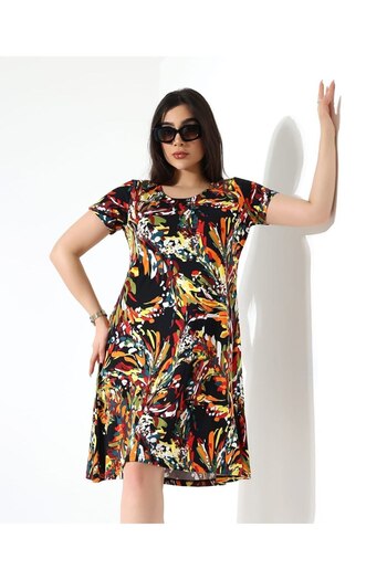 MODA Women's Plus Size Viscosse Inside Shows No Bell Dress