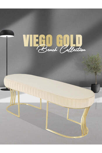 Gazzini Furniture Viego Gold Striped Bench Puf