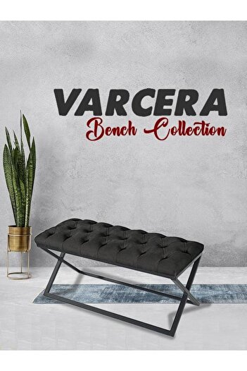 Gazzini Furniture Varcera Siyah Çapraz Metal Ayaklı Bench Puf