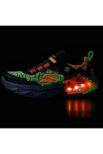 SKECHERS Dino Lights 400615L Orthopedic Lighted Children's Sports Shoes Green