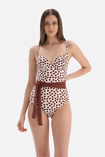 Dagi Brown - Ecru Coated Swimsuit