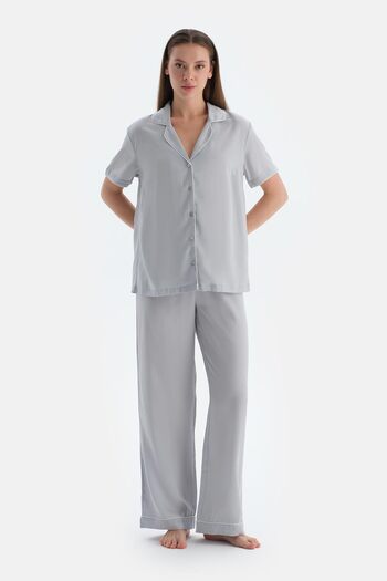 Dagi Light Gray Cool Touch Ribbed Woven Trousers